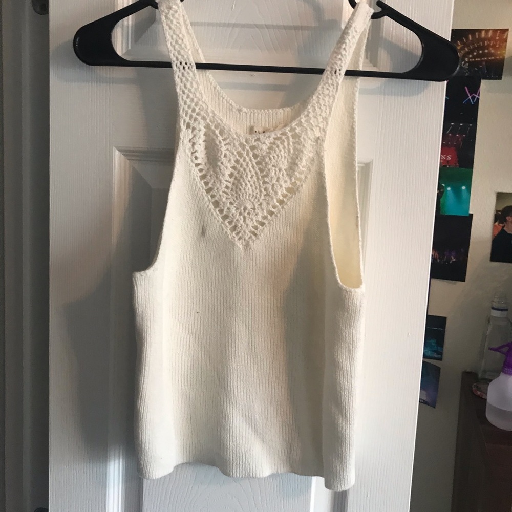 LA Hearts White Knit Crop Tank